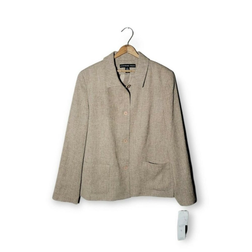 Josephine Chaus Button Down Rich Brown Expedition Blazer 16 Womens